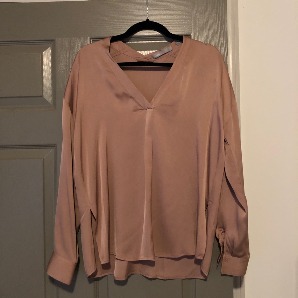 VINCE Silk Half Placket Blouse NWOT